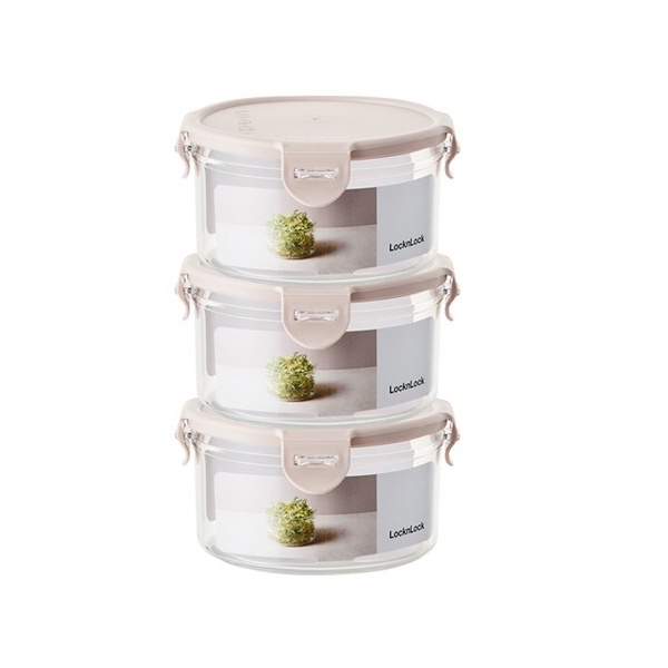 [Lock&Lock] [650ml x 3pcs] [Pink] Stackable Bisfree BpaFree Modular