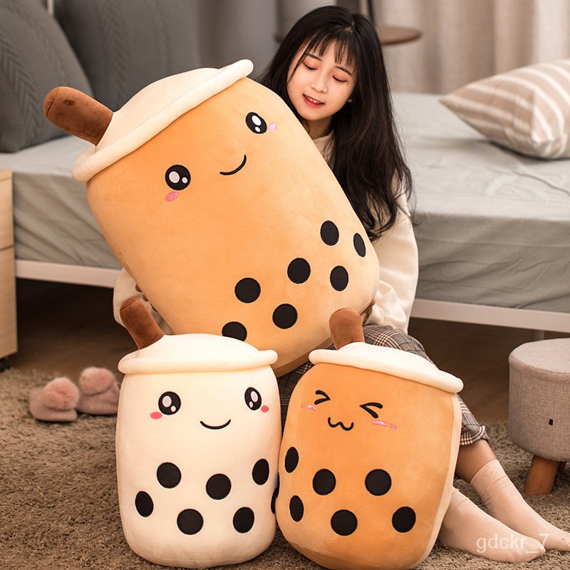 squishmallow 4 Sizes Fruit Milk Tea Toy Sleeping Cute Doll Lovely Brown