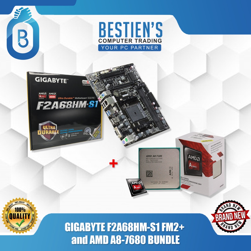 GIGABYTE F2A68HMS1 FM2+ and AMD A87680 BUNDLE Shopee Singapore