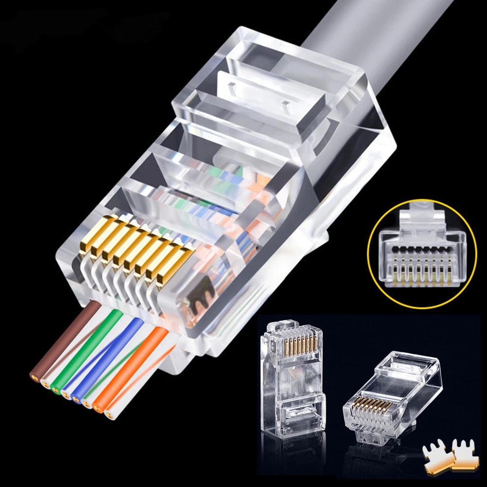 RJ45 Cables Module Plug Network Connector / Crystal Heads Cat5