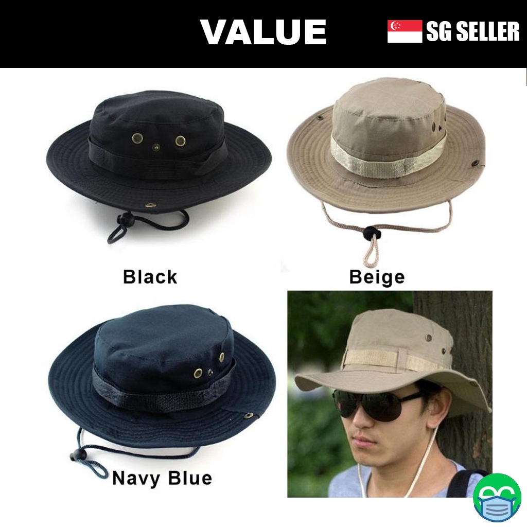 [SG LOCAL] UNISEX Jungle Hat Hiking Hat Black Hat Bucket Hat Cap