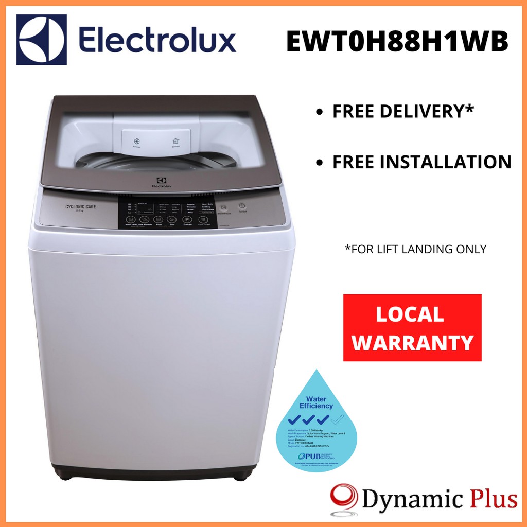 Electrolux EWT0H88H1WB Cyclonic Care Top Load Washing Machine 10.5kg Shopee Singapore
