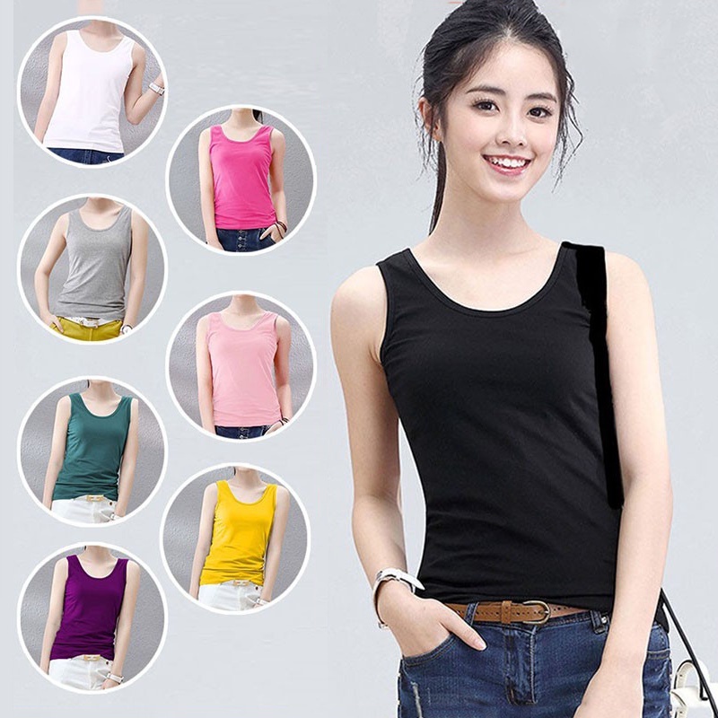Women Vest Plus Size Tanks Camisoles Loose Sleeveless Tops Solid Color