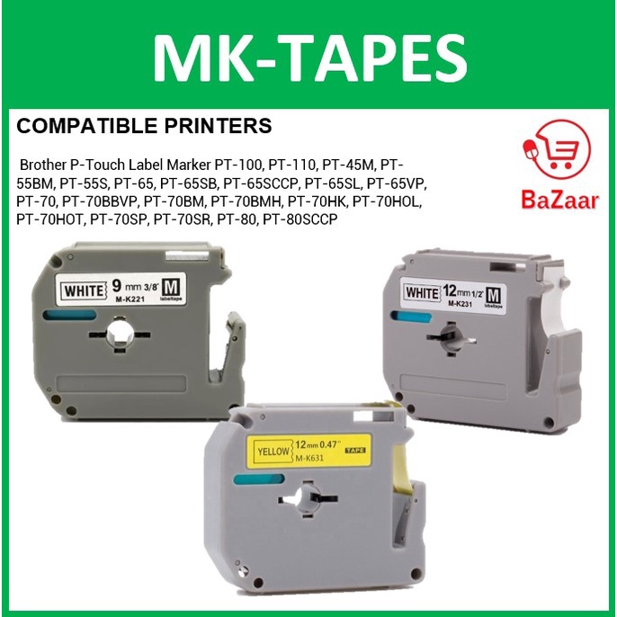 Compatible Brother TAPE MK221 MK231 MK631 MK221 MK231 MK631 Label