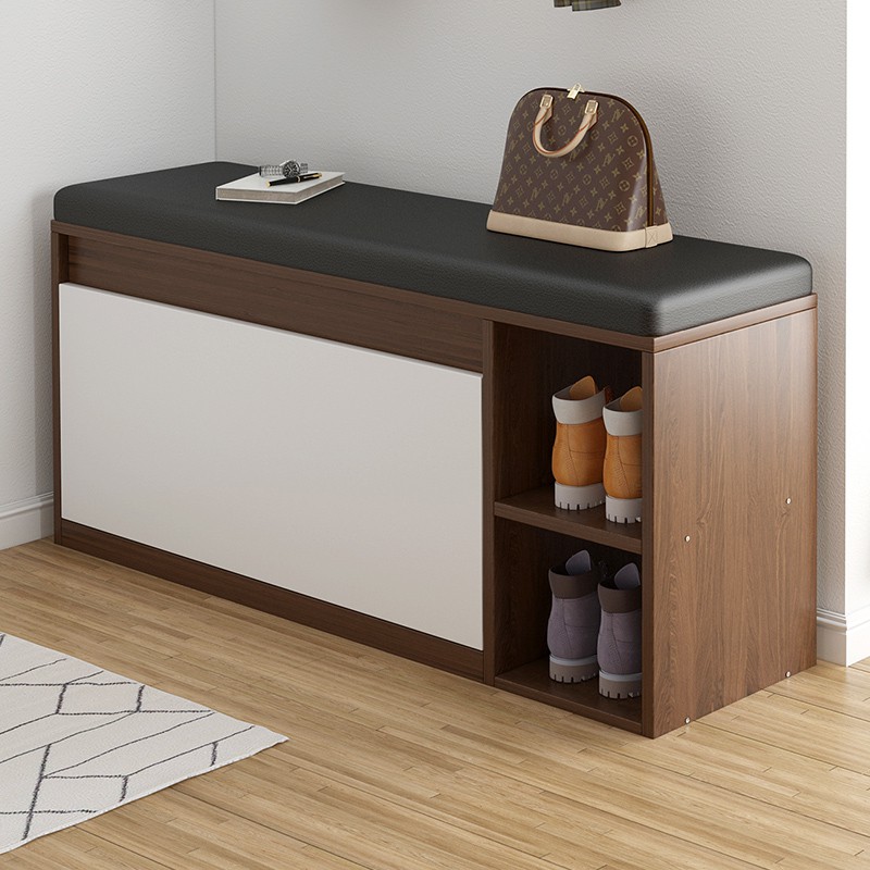 PU Leather Shoe Ottoman Shoe Bench With Doors Shoe