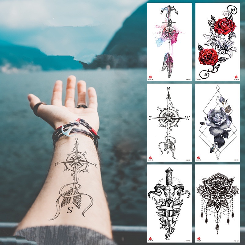 Sell Well Waterproof Temporary Tattoo Sticker Red Compass Arrow Tattoos