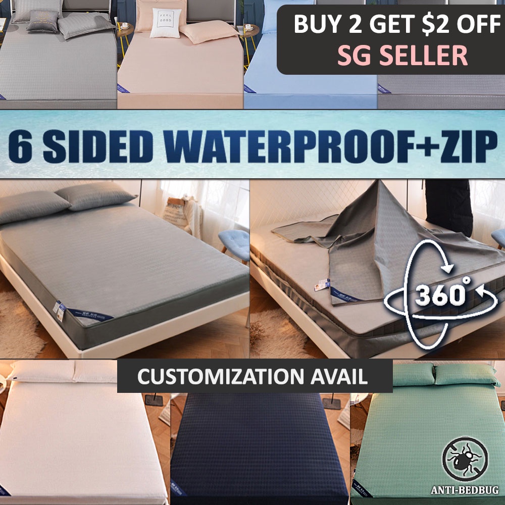 SG Zip Bedsheet Waterproof Mattress Protector Zip mattress encasement Zip Mattress Cover Zip