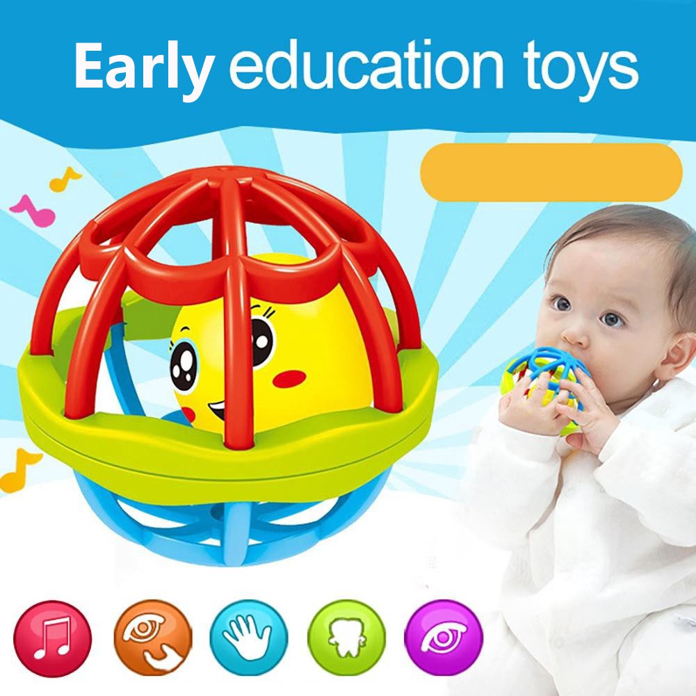 9*9CM Big Size Baby Rattles Toy Fun Ball Ring Training Grasping Ability Rattles Baby Toys 012