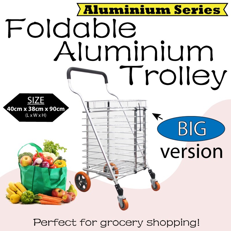 Heavy Duty Black Shopping Trolley & Foldable Aluminium Trolley [SMALL