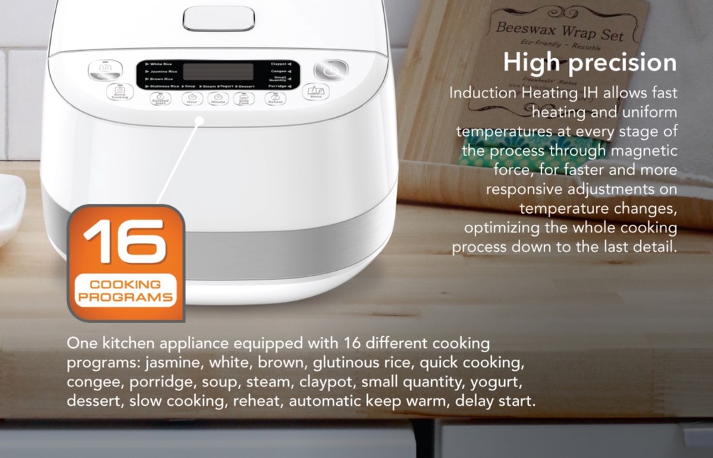 Tefal Delirice Pro Induction Spherical Pot Rice Cooker 1.5L RK808A 16 Programmes, NonStick