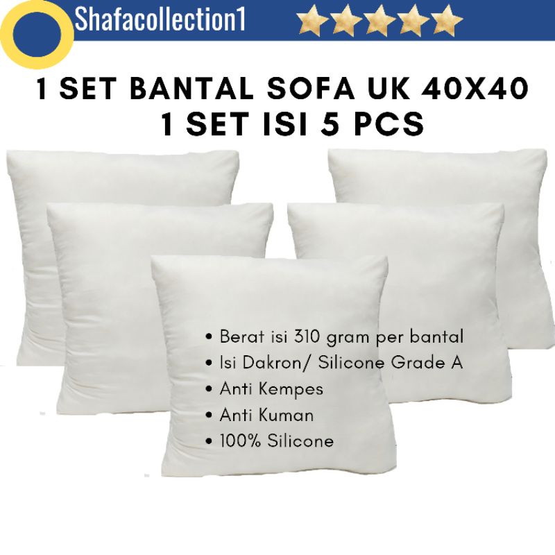 1kg Silicone Pillow Load 5pc Sofa Pillow 40x40 (1 Set Of 5pcs) Shopee