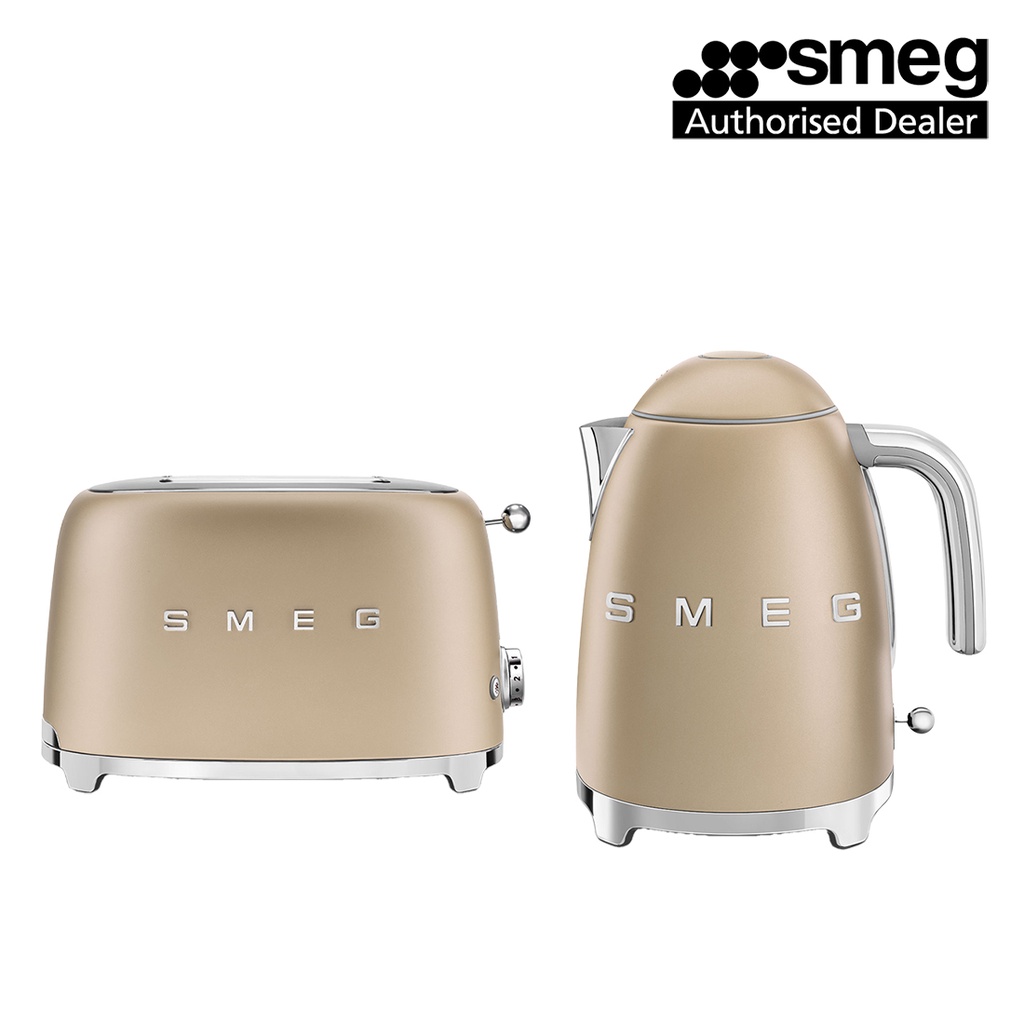 Smeg Breakfast Set Kettle KLF03CHMUK + Toaster TSF01CHMUK (Matt Champagne) Shopee Singapore
