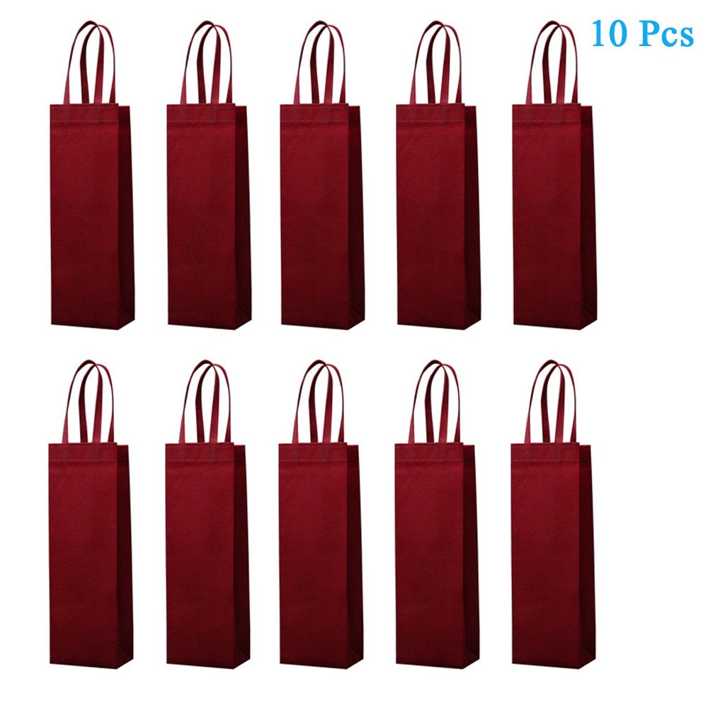 Single Bottle Wine Tote Holder, 10 Pack Wine Gift Bags, NonWoven