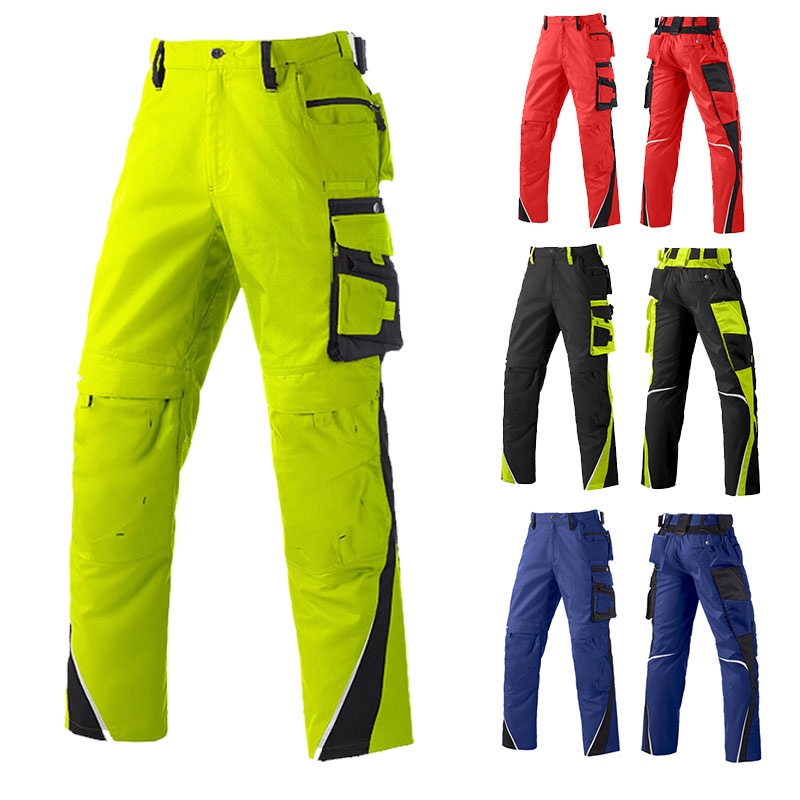 Men's Work Pants with Multi Pockets Two Tone Construction Pants with