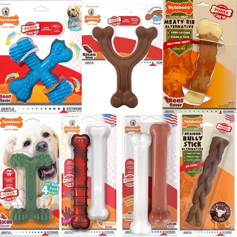 LARGE Nylabone Dura Power Chew Extreme Chewing Durable Toy Bone Bison