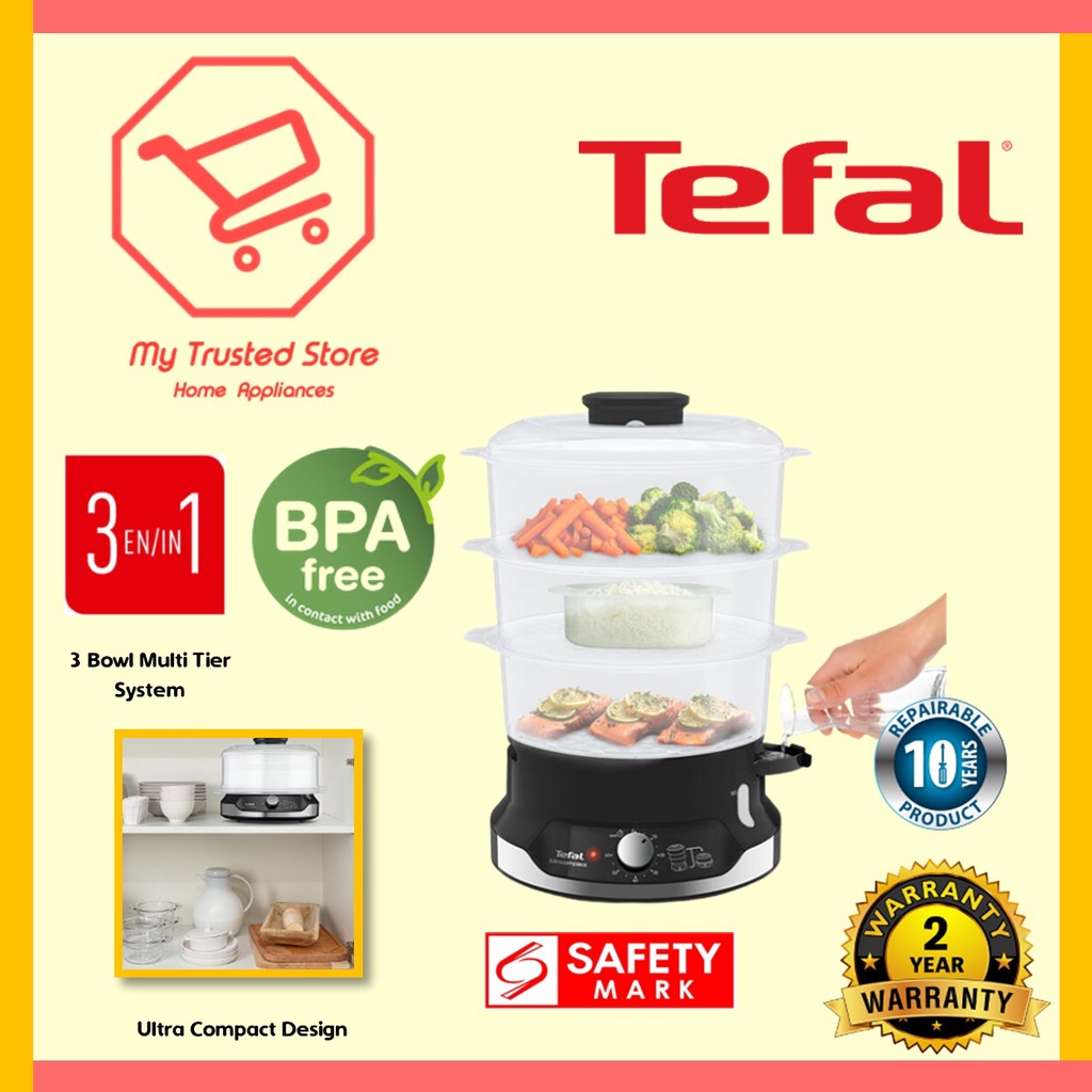 Tefal 9L (VC2048) 3 Tier Food Steamer BPA Free Shopee