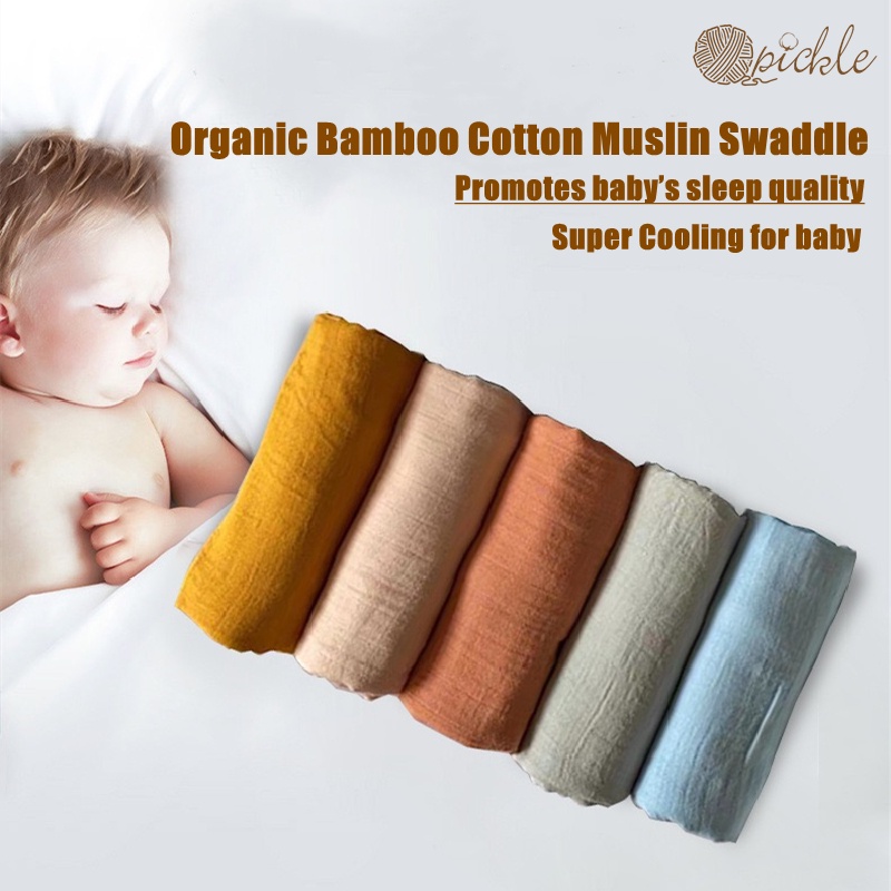 [SG SELLER ] Plain Solid Color Organic Cotton Muslin Swaddle Bamboo