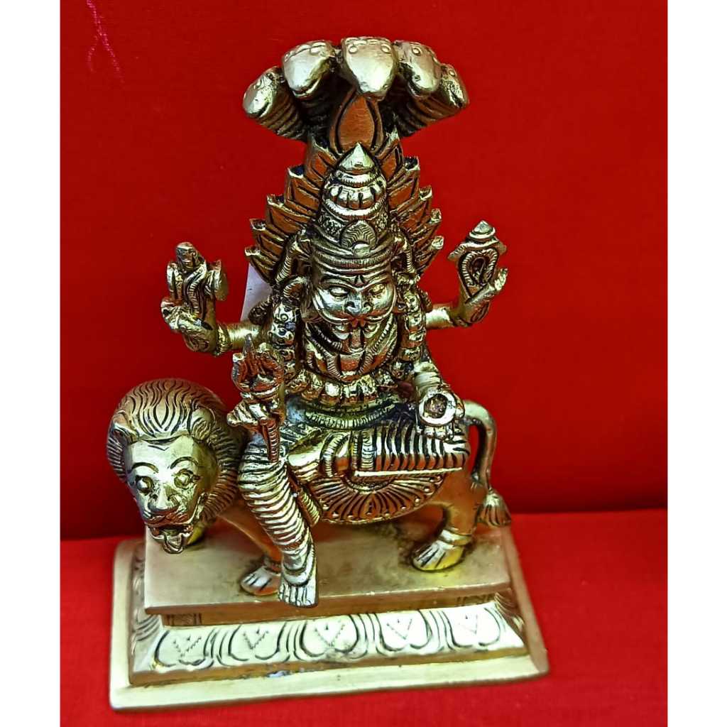 BRASS PRATHIYANKARA DEVI STATUE / PURE BRASS PRATHIYANKARA DEVI SILAI