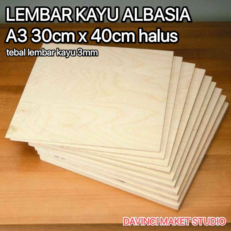 KAYU 3mm A3 30cm x 40cm Pumice Wood Sheet UTY Smooth Ply Balsa