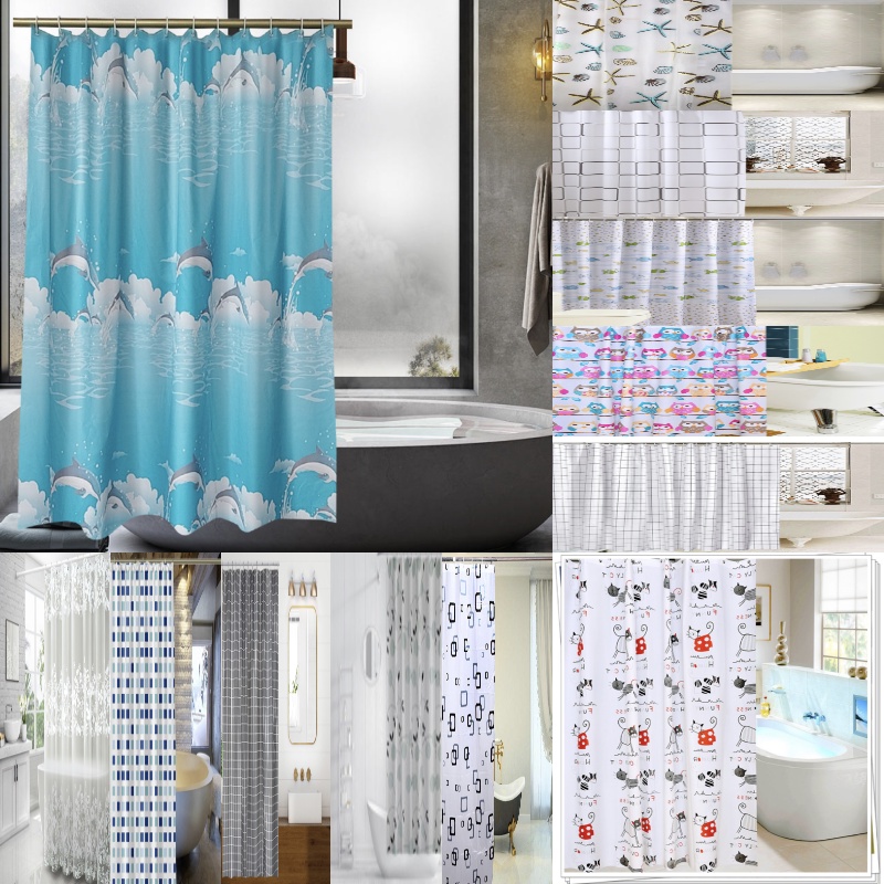 Bathroom Shower Curtain 180 x 200/180cm Thicken PEVA Waterproof Shower