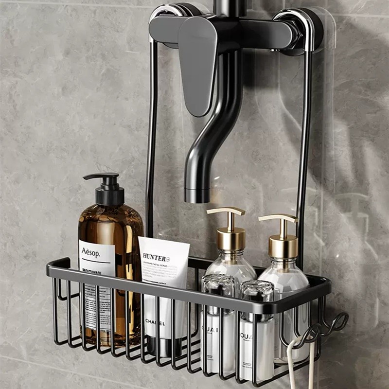Space aluminum bathroom storage rack hole free bathroom shower gel