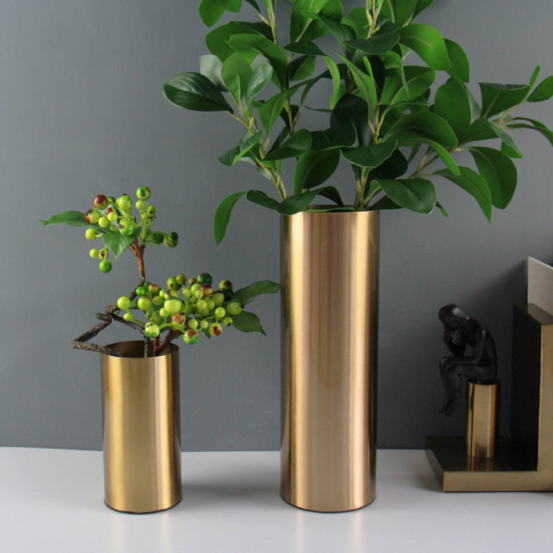 Simple Metal Stainless Steel Cylinder Metal Flower Device Living Room