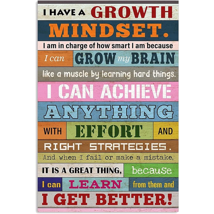 Gowth Mindset Vertical Poster i have a growth mindset Classroom Poster Canvas For Classrom