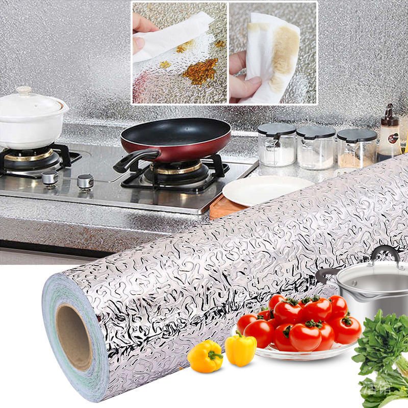 Selfadhesive wallpaper kitchen thickened aluminum foil lampblack