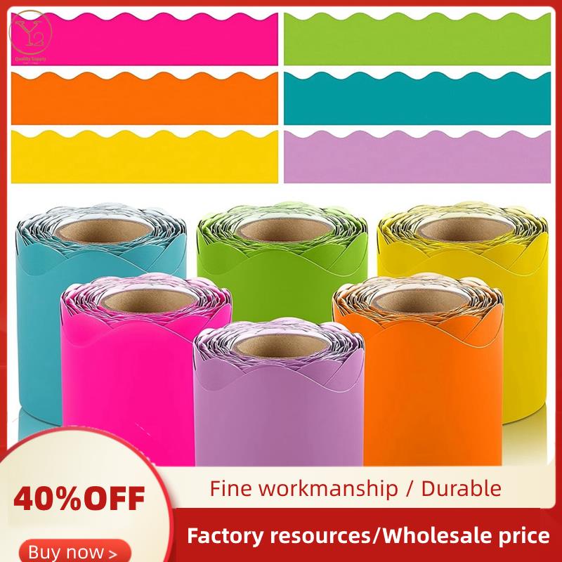 6 Rolls 198 Ft Bulletin Board Borders for Classroom, Paper Roll