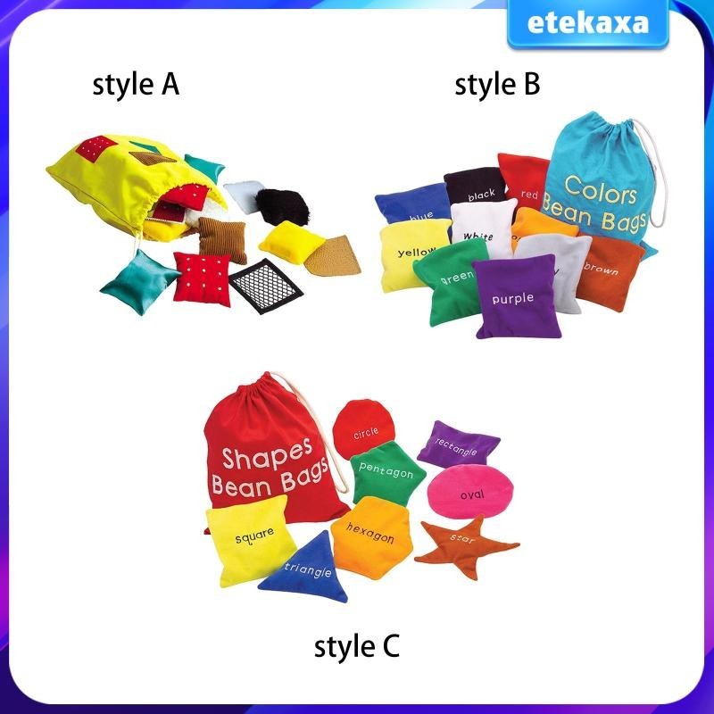 [Etekaxa] Cognitive Beanbag Game Colorful Shapes Fun Kids Throwing Cornhole Bean Bags for