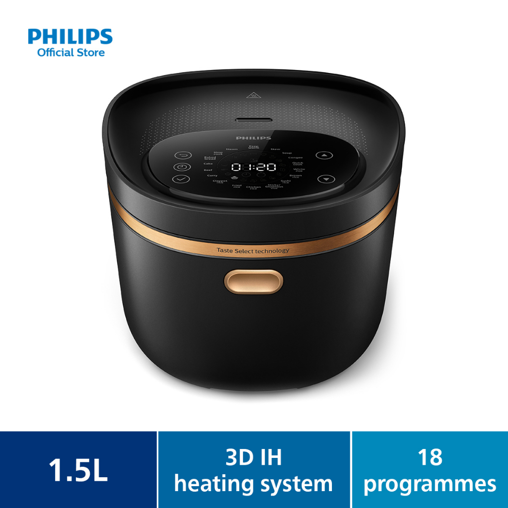 PHILIPS Digital Rice Cooker 5000 Series 1.5L HD4539/62, 18 programmes