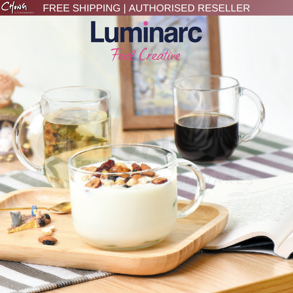Luminarc Troquet Mug, [ Hot Coffee Tea Handle Tempered Glass Dishwasher