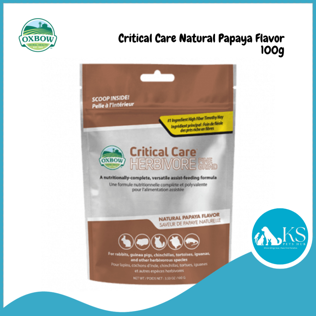 Oxbow Critical Care Herbivore Recovery Food 100g Fine Grind Natural Papaya Flavor Shopee