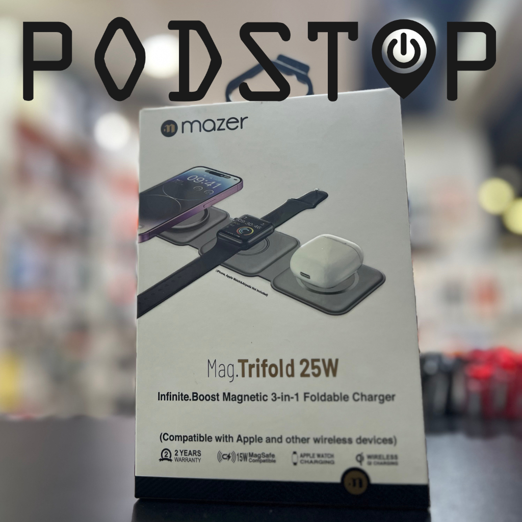 MAZER Mag.Trifold 3 in 1 Foldable Charger for iPhone, AirPods