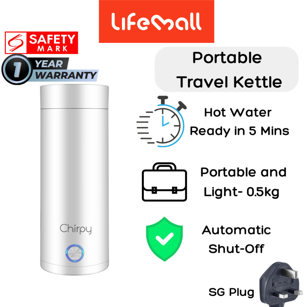 LifeMall Chirpy 400ml Portable Electric Kettle Travel Kettle Travel