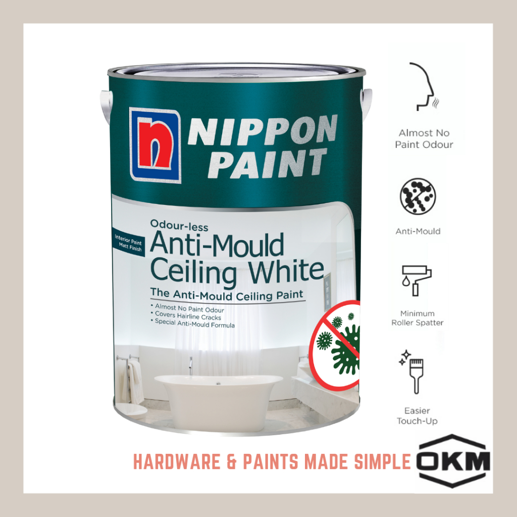 Nippon Paint Odourless AntiMould Ceiling White 1L Shopee Singapore