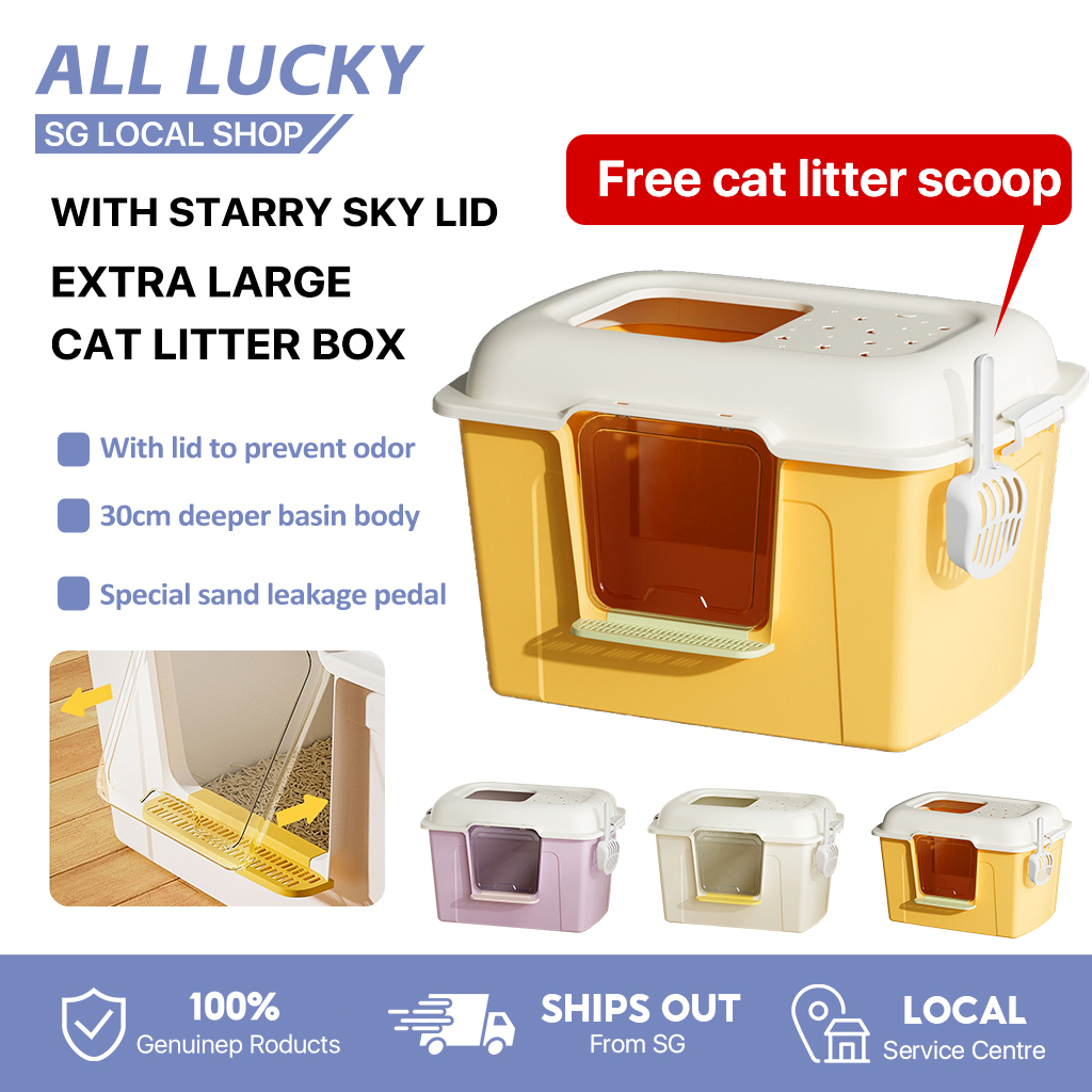 【SG】Large Cat Litter Box Integrated Litter Basin With Scoop Anti Splash