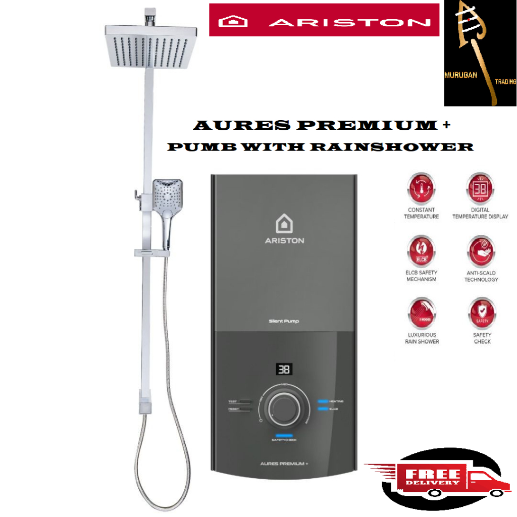 ARISTON AURES PREMIUM + PUMP & RAINSHOWER INSTANT WATER HEATER