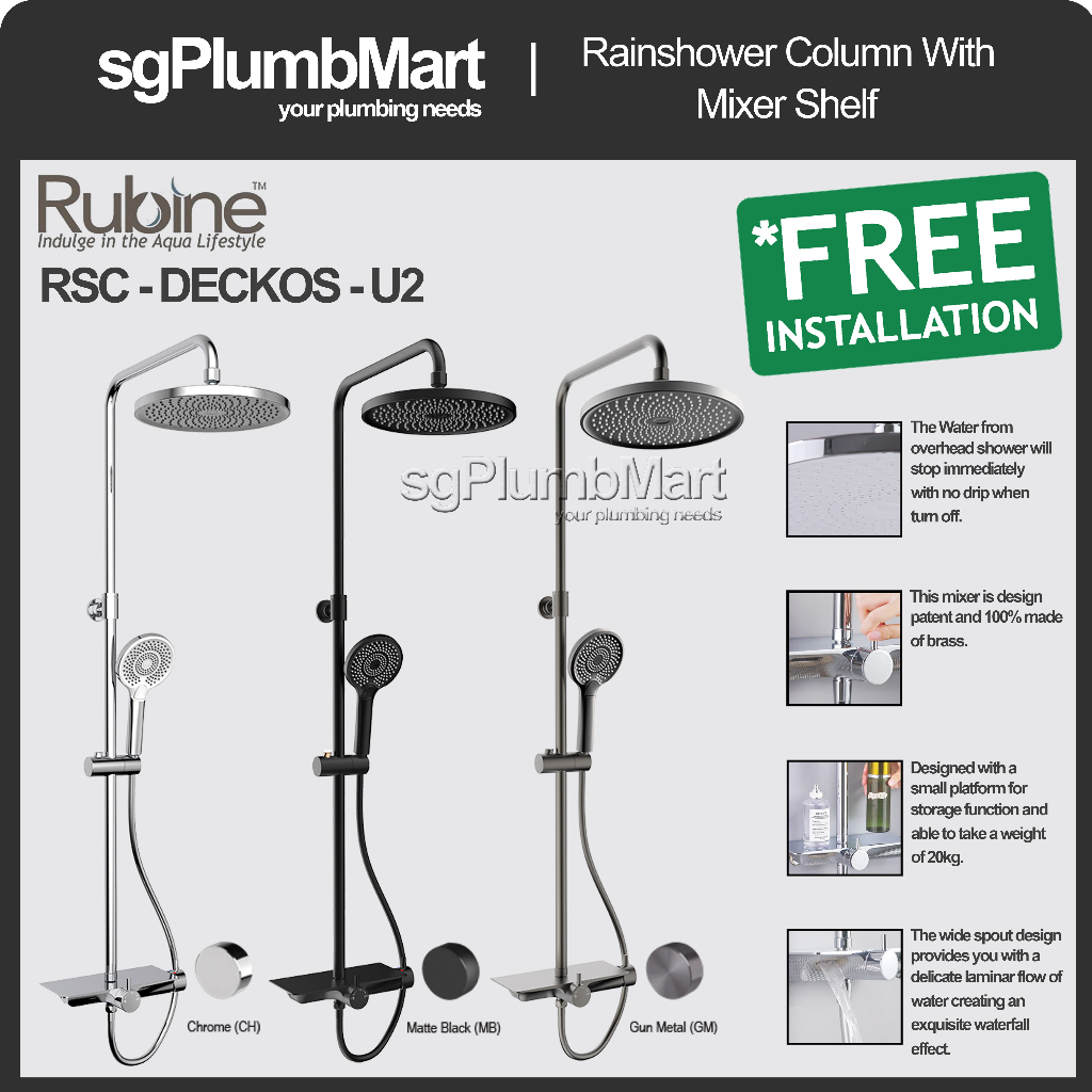 Rubine x sgPlumbMart Brass RSCDECKOSU2 RainShower Set With Shelf