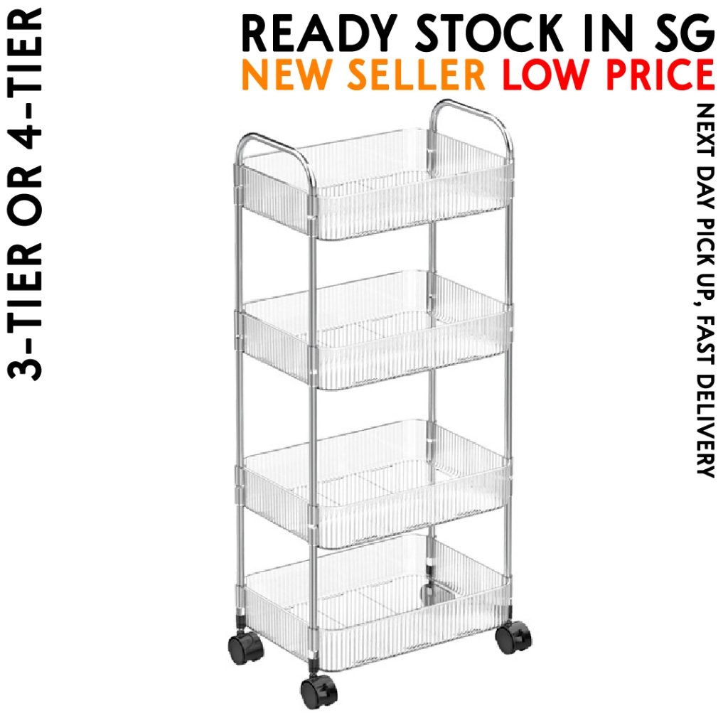 acrylic kitchen trolley cart 3tier or 4tier Shopee Singapore