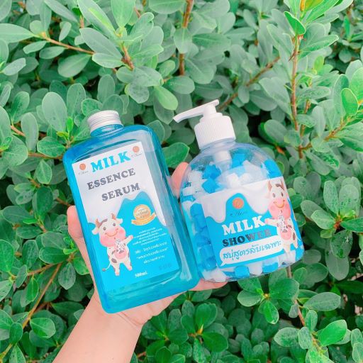 สบู่สูตรลับสีฟ้า Milk Shower สบู่สูตรลับเฉพาะ แถมฟรี!! Milk Essence