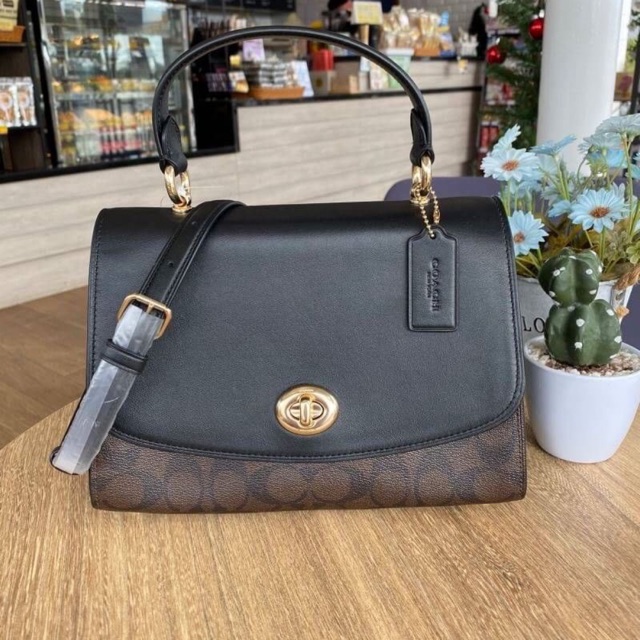 พร้อมส่ง TILLY TOP HANDLE SATCHEL WITH SIGNATURE CANVAS (COACH F76620