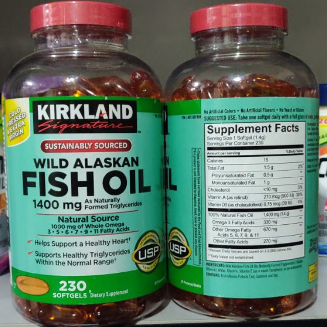 Kirkland Wild Alaskan Exp.10/2025 Fish Oil 1400 mg 230 Softgels