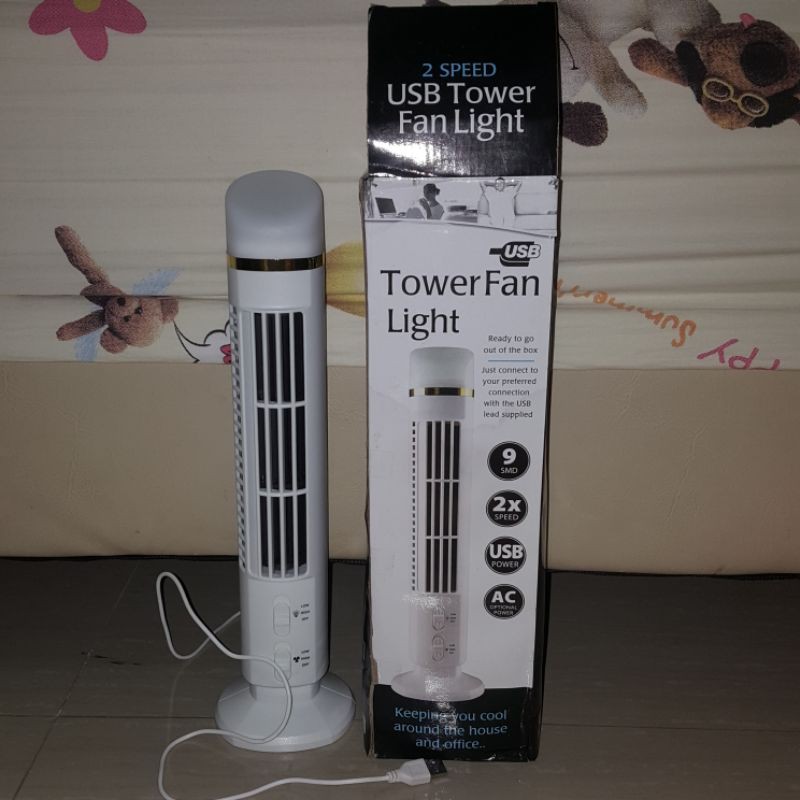 พัดลม โคมไฟ USB Tower Fan Light Shopee Thailand