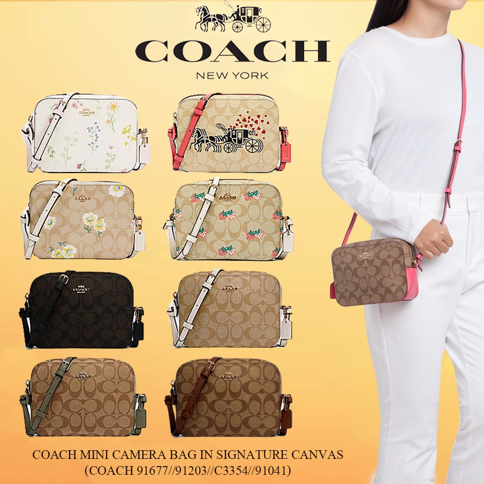 COACH MINI CAMERA BAG IN SIGNATURE CANVAS WITH DAISY PRINT (COACH C3354