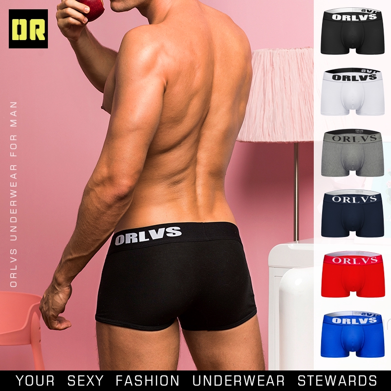 [ORLVS]High quality Cotton Men Underwear Comfortable Breathable Men's boxer briefs Casual