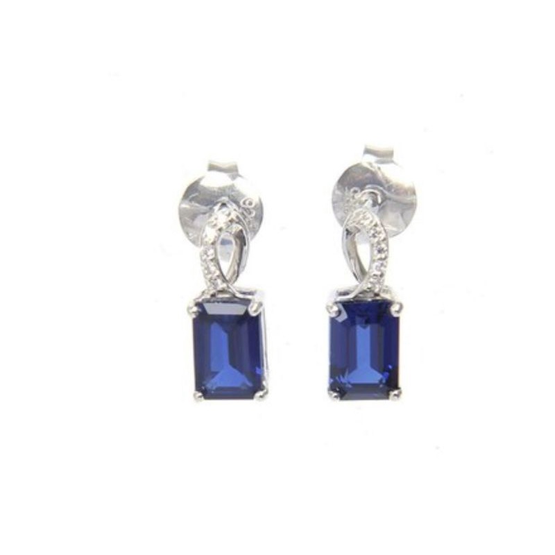 Esco Jewelry ต่างหูเงิน 925ต่างหูพลอยไพลินสังเคราะห์ (synthetic