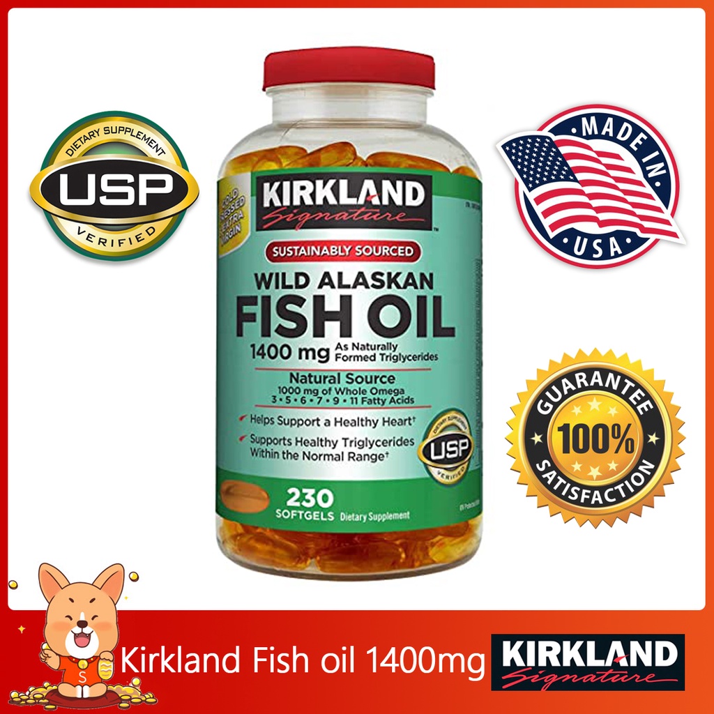 (Exp.03/2025)Kirkland Wild Alaskan Fish Oil 1400 mg 230 Softgels Omega