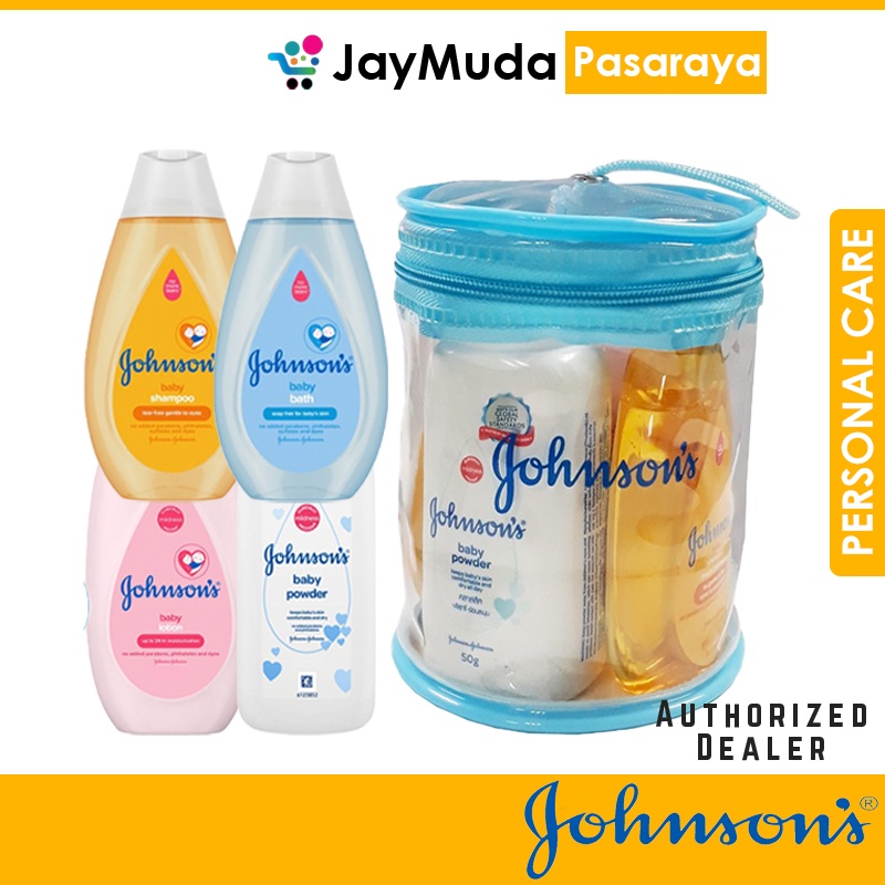 Johnson's Baby Travel Kit 50 มล. ชุดเดินทาง 4 ชิ้น ผลิตภัณฑ์อาบน้ํา / แชมพู / โลชั่น / แป้งทัลค์