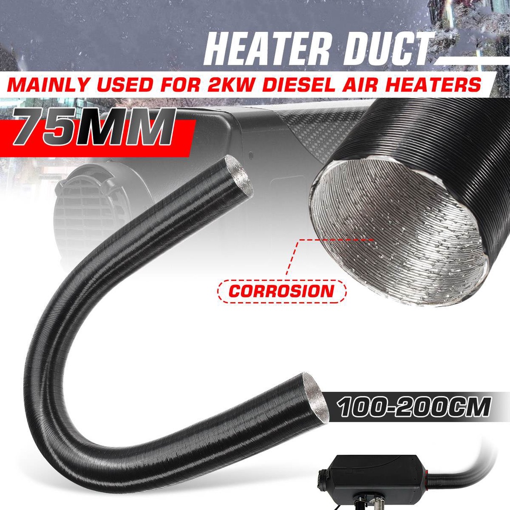 75mm 200cm Car Heater Ducting Pipe Air Intake Exhaust Hose Line Aluminum Foil For asto